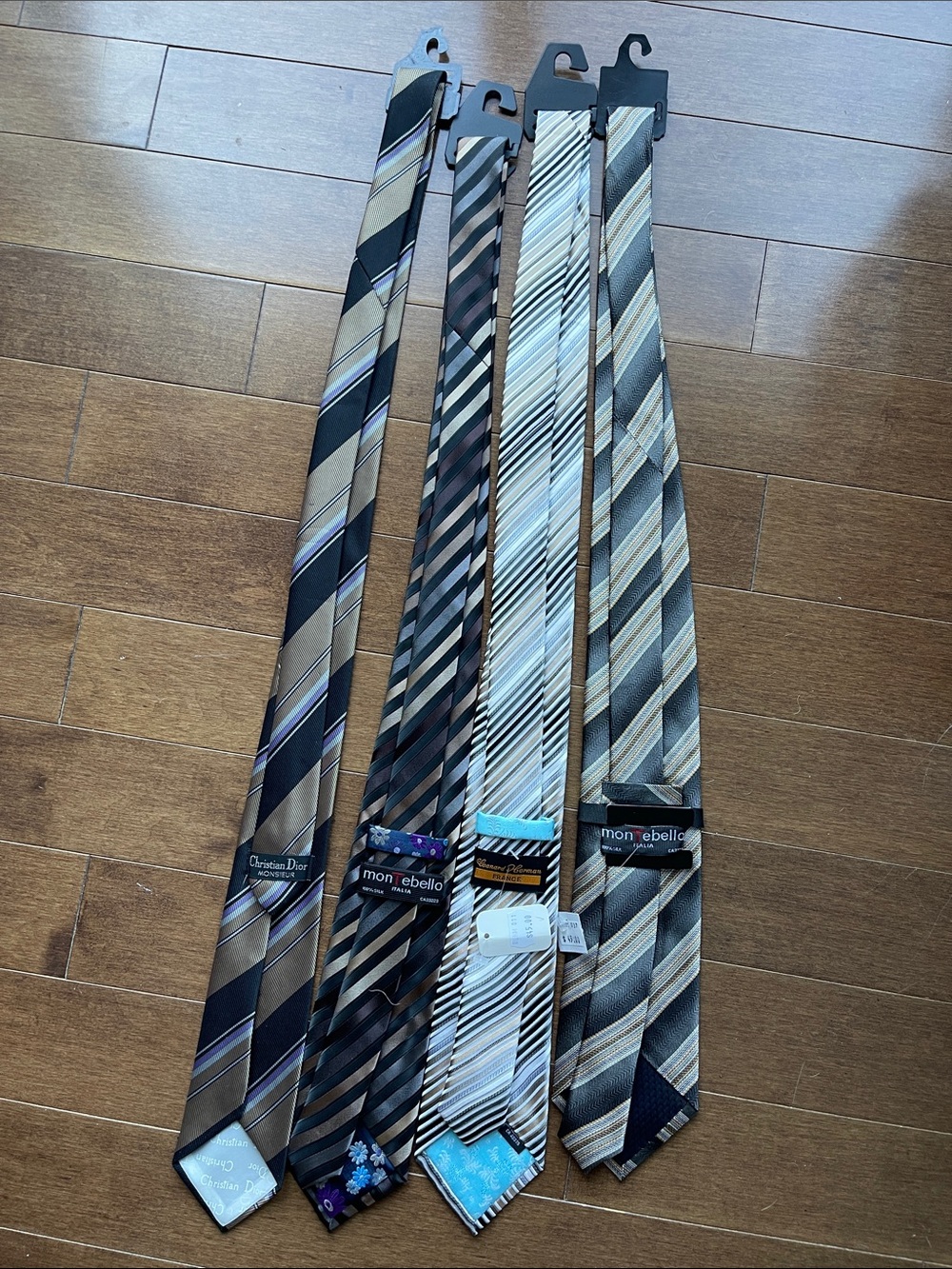 Dior Montebello & Herman Men's Diagonal Stripe Ties Brown Purple Blk Gray Cream - Picture 2 of 4